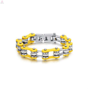 Preço de fábrica amarelo chapeado biker pulseiras para homens, mens designer ciclismo id pulseira jóias